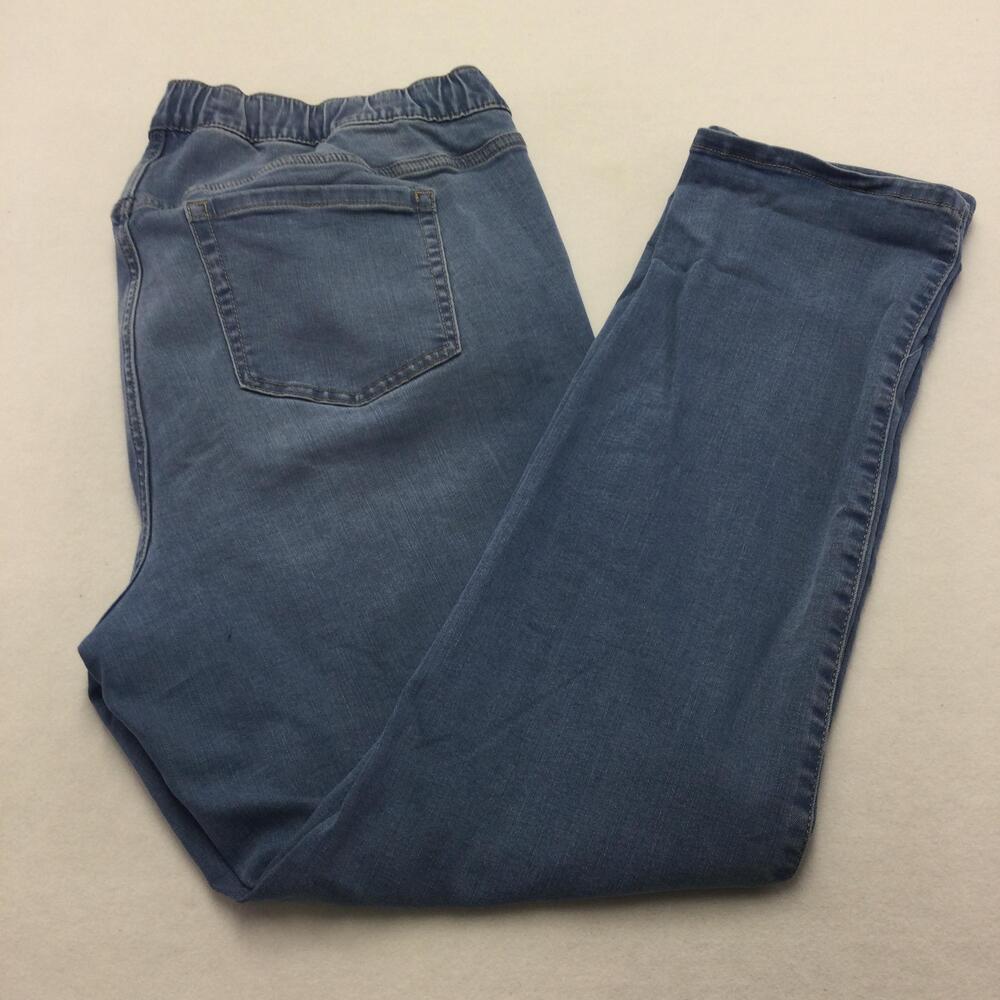 Torrid Straight Jeans Womens Plus 27 Blue Medium Wash Elastic Waist Stretch